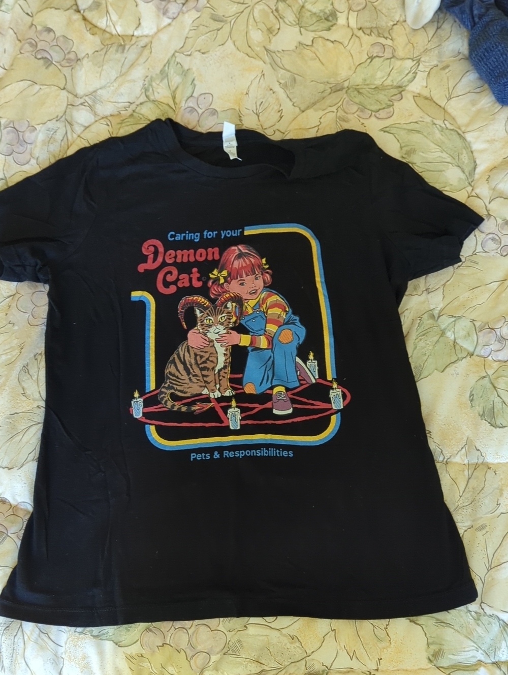 Caring for Your Demon Cat Graphic Tee - Black